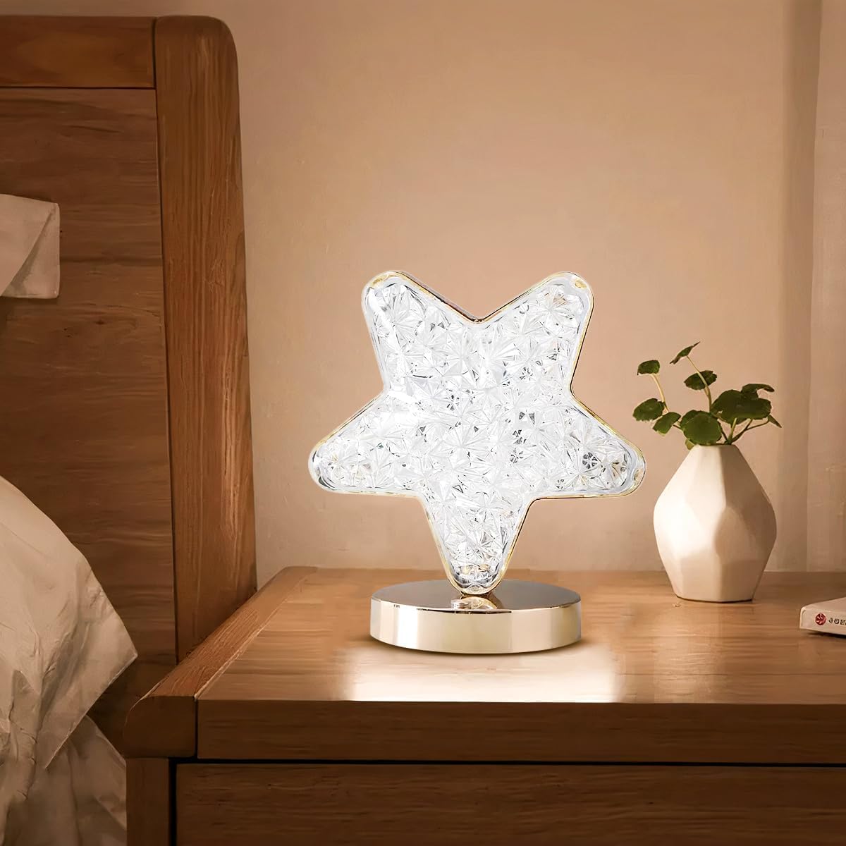 Crystal Table Lamp LED, Golden Acrylic Touch Lamp with 3 Light Modes and Dimmable Brightness, Decorative Bedside Night Light for Bedroom, Living Room and Desk (Gold, Model 8207) - image 7