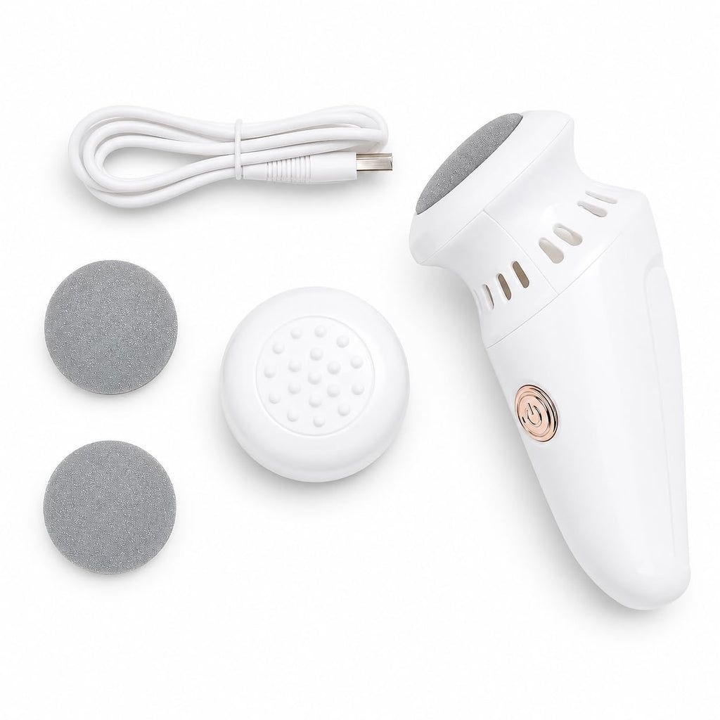 Electric Foot File, Rechargeable Callus Remover with Removable Roller Head, Compact Pedicure Tool for Dry Rough Heels and Hard Skin, White - image 1