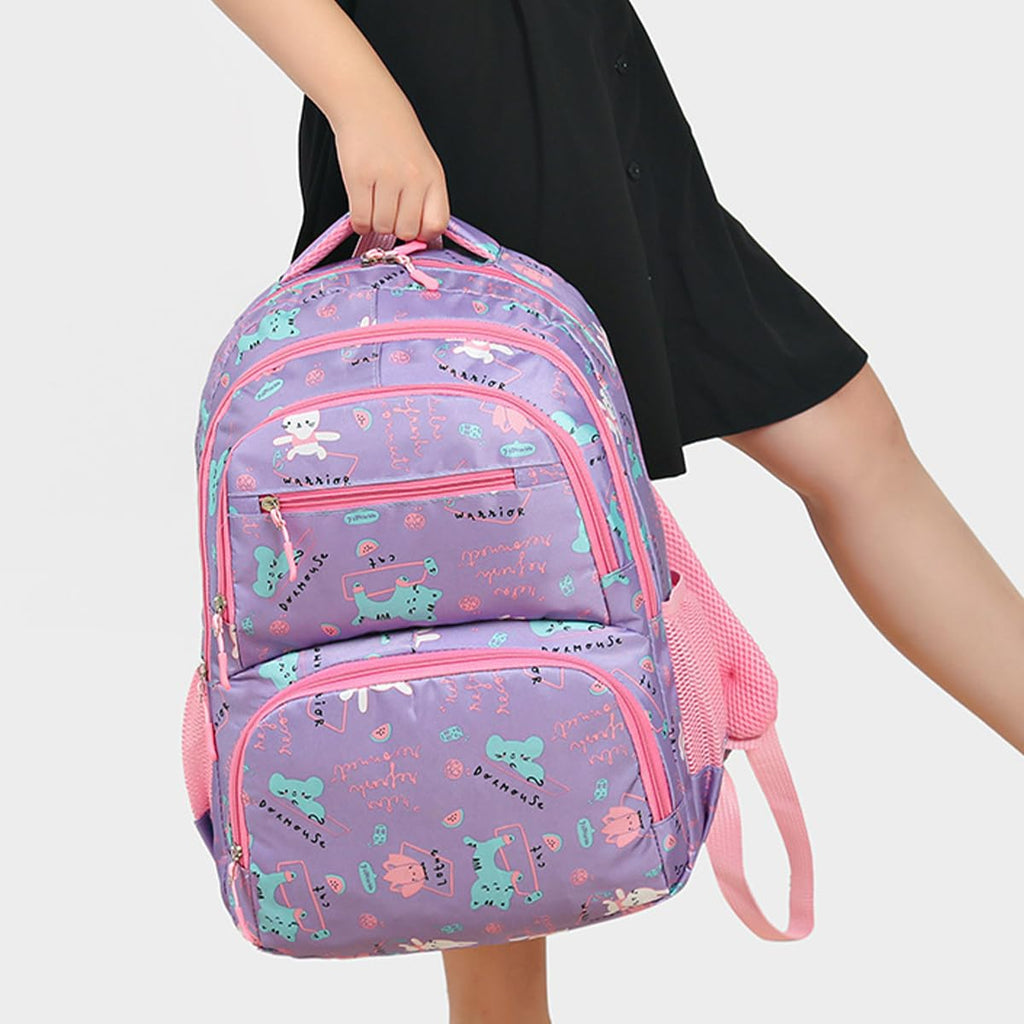 School Backpack, Multi-pocket Backpack for Organized Storage - Large Capacity, Wear Resistant and Breathable Nylon Bag, Lightweight for Kids & Girls (Purple) - image 6