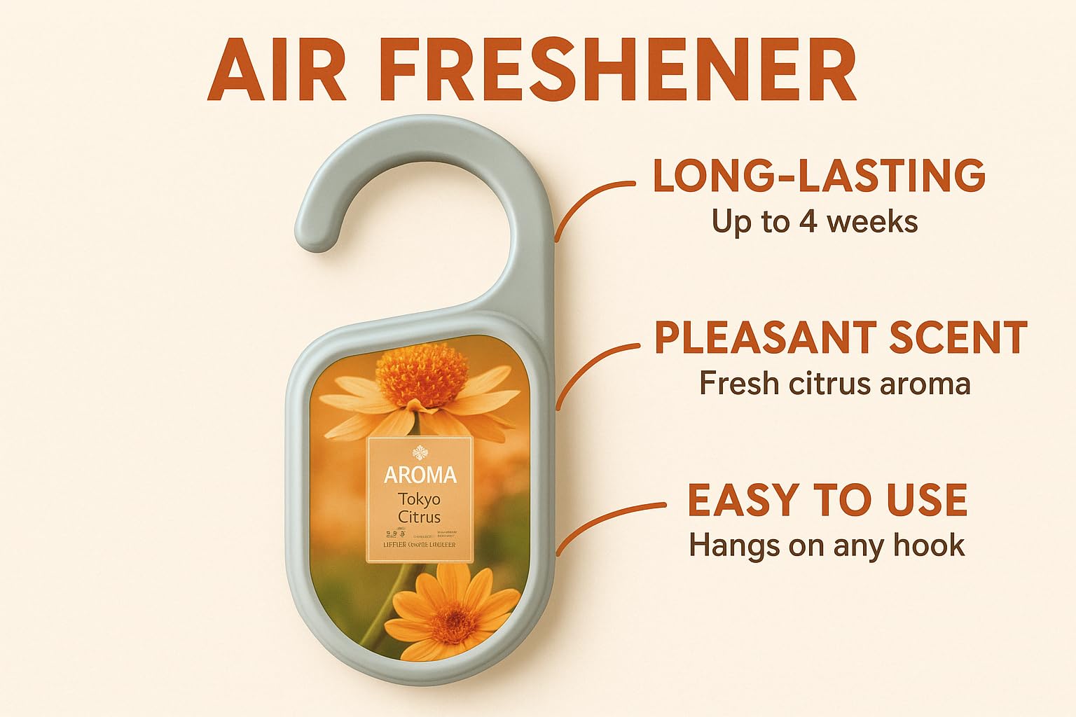 Air Freshener With Hanger, Closet Freshener for Drawers, Wardrobes, Bathrooms, Cars and Rooms, Long Lasting Hanging Deodorizer (Tokyo Citrus) - image 3