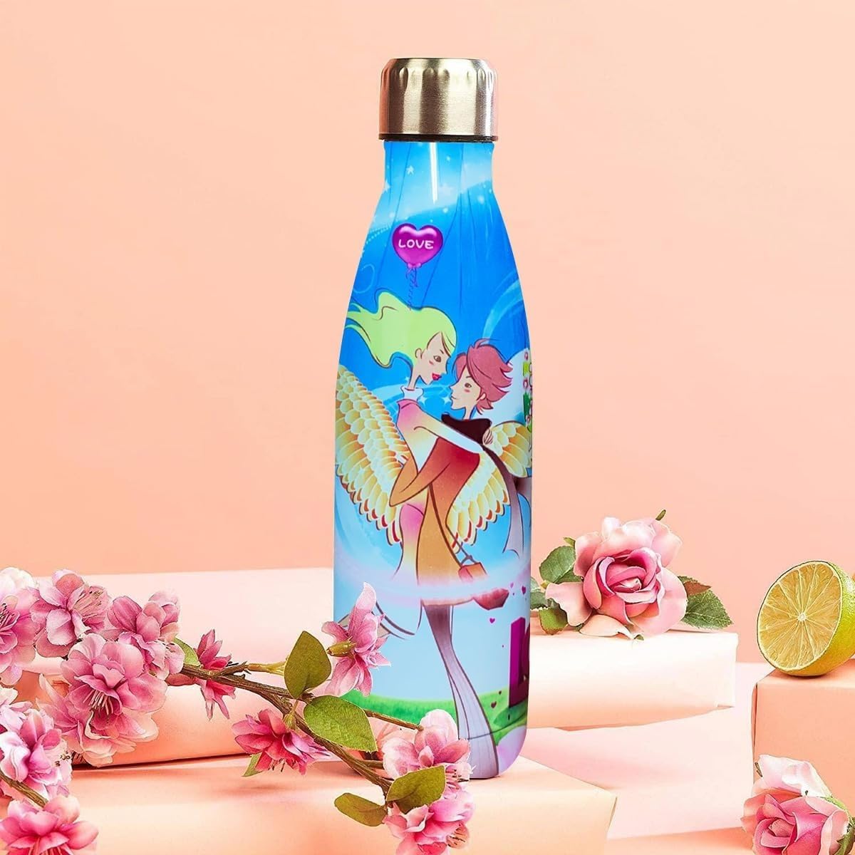 Water Bottle 500 ml, Vacuum Insulated Stainless Steel Sports Flask with Double-Wall Leakproof BPA-Free Design for Hot and Cold Drinks, Gym, Office, School, Travel and Outdoor Use (Blue Tinker Bell) - image 7