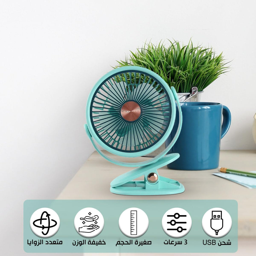 Portable Fan, Mini USB Handheld and Desk Fan with Stand, 3 Speed Settings, Quiet 5W Personal Cooling Fan for Home, Office and Travel, ZB125 (Green) - image 2