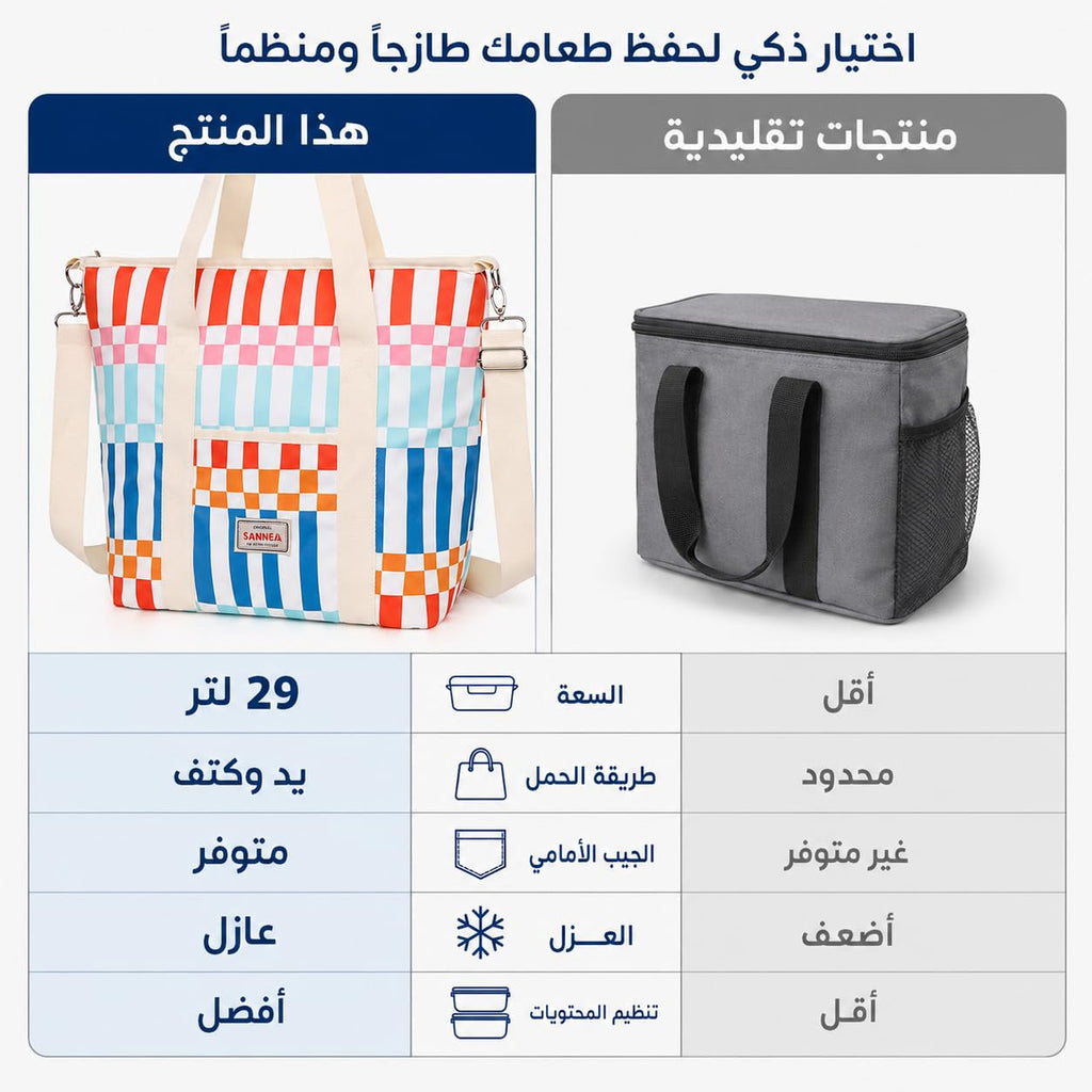 Insulated Lunch Bag 29L, Large Thermal Cooler Bag, Leak-Resistant Lining, Water-Resistant Polyester Food Carrier for Work, Office, School, Picnic and Travel, BB-551 - image 4
