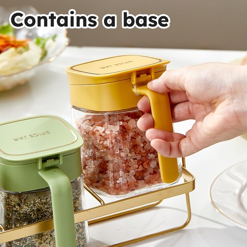 Spice Glass Containers - Seasoning Jar, Premium Glass Kitchen Storage Jar Set - Airtight Lid with Spoon, 300ml Large Capacity Spice Jar, Seasoning Pot for Spices, Sugar & Herbs (Green) - image 2