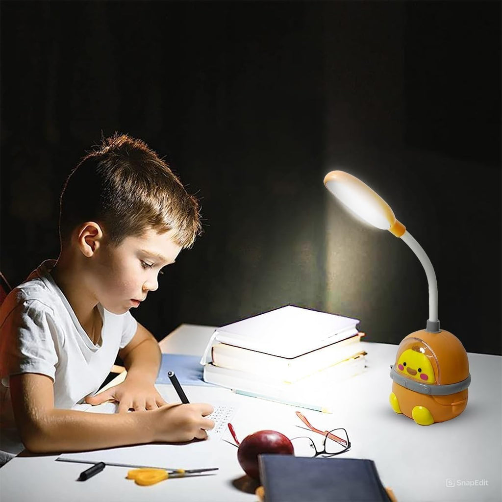Desk Lamp LED for Study, Foldable Cartoon Table Light with 2 Brightness Levels, Adjustable Head and Power Switch for Reading, Bedroom, Home Office and Bedside, NO-CS326, Orange - image 7