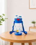 Water Bottle 450ml with Straw, Leak-Resistant Locking Flip Lid, BPA-Free Reusable Plastic Drinking Bottle with Adjustable Carry Strap for School, Work, Travel and Daily Use, F-1343 - image 1