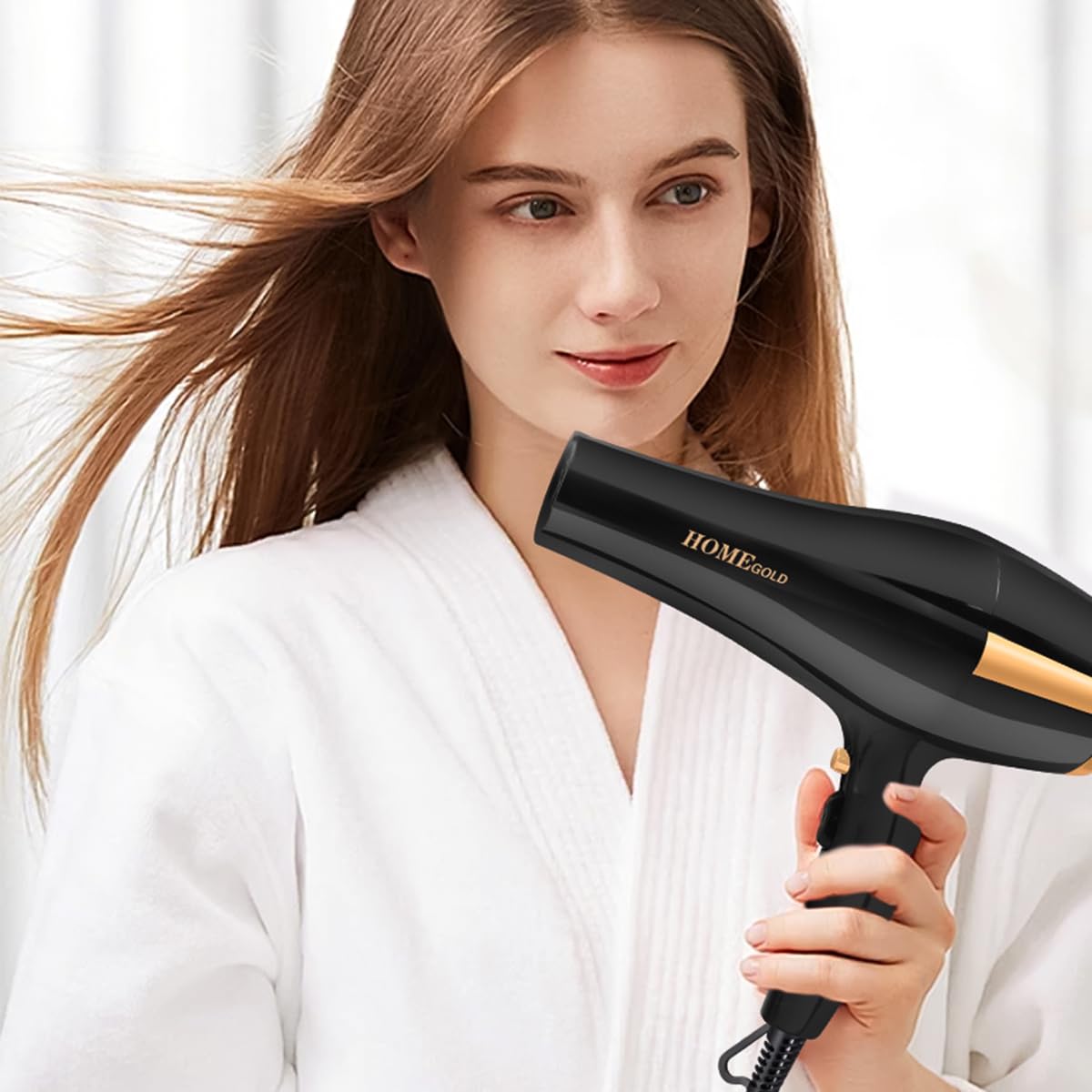 Hair Dryer 4000W Ionic with Concentrator Nozzle, 3 Heat and 2 Speed Settings, Low Noise Blow Dry Styling Tool with Overheat Protection, HG-801 - image 6