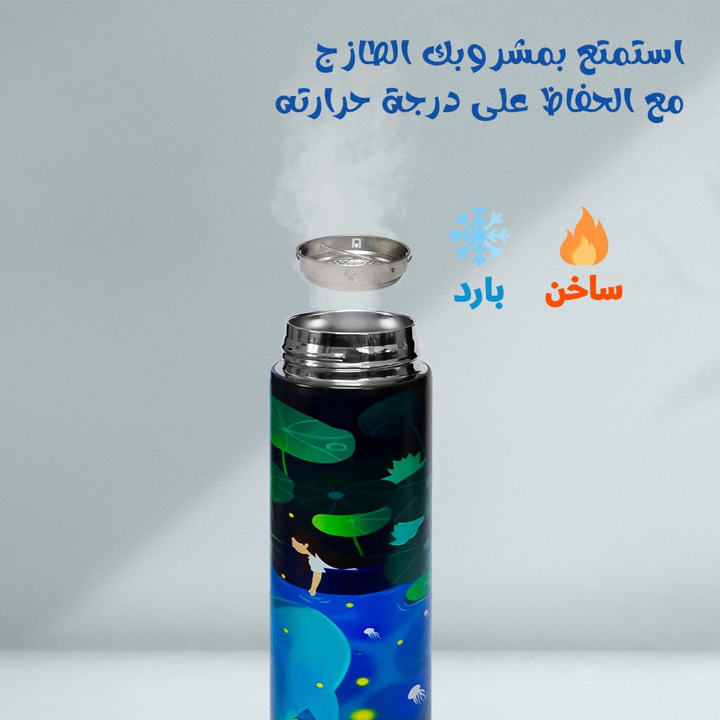 Water Bottle 500ml Stainless Steel Vacuum Insulated with Temperature Display, Double-Wall Leak-Proof Lid Carry Handle for Travel Sports Office School, Blue - image 5