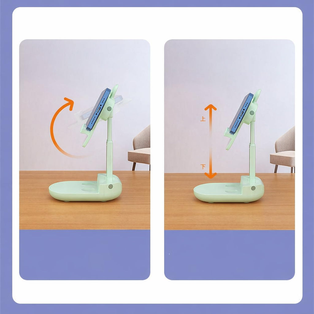 Phone Stand, Adjustable Foldable Desk Mobile Holder for Smartphones and Tablets, Portable Cartoon Stand for Video Calls, Watching, Study, Home and Office, Mint Green - image 6