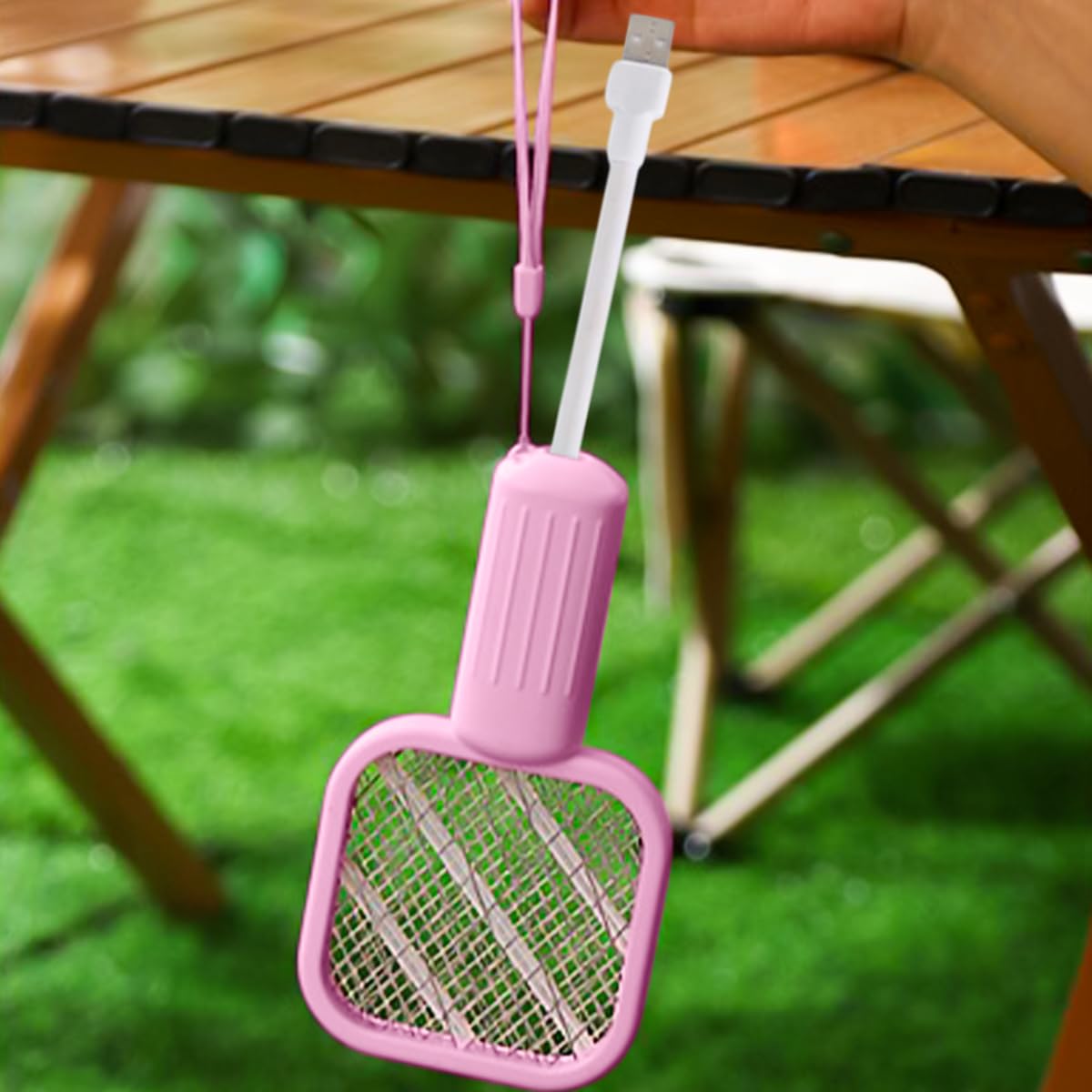 Electric Mosquito Swatter, 2-in-1 Mini Bug Zapper Racket and Automatic Attraction Lamp for Mosquitoes, Flies and Flying Insects, Compact Corded Design, Pink - image 7