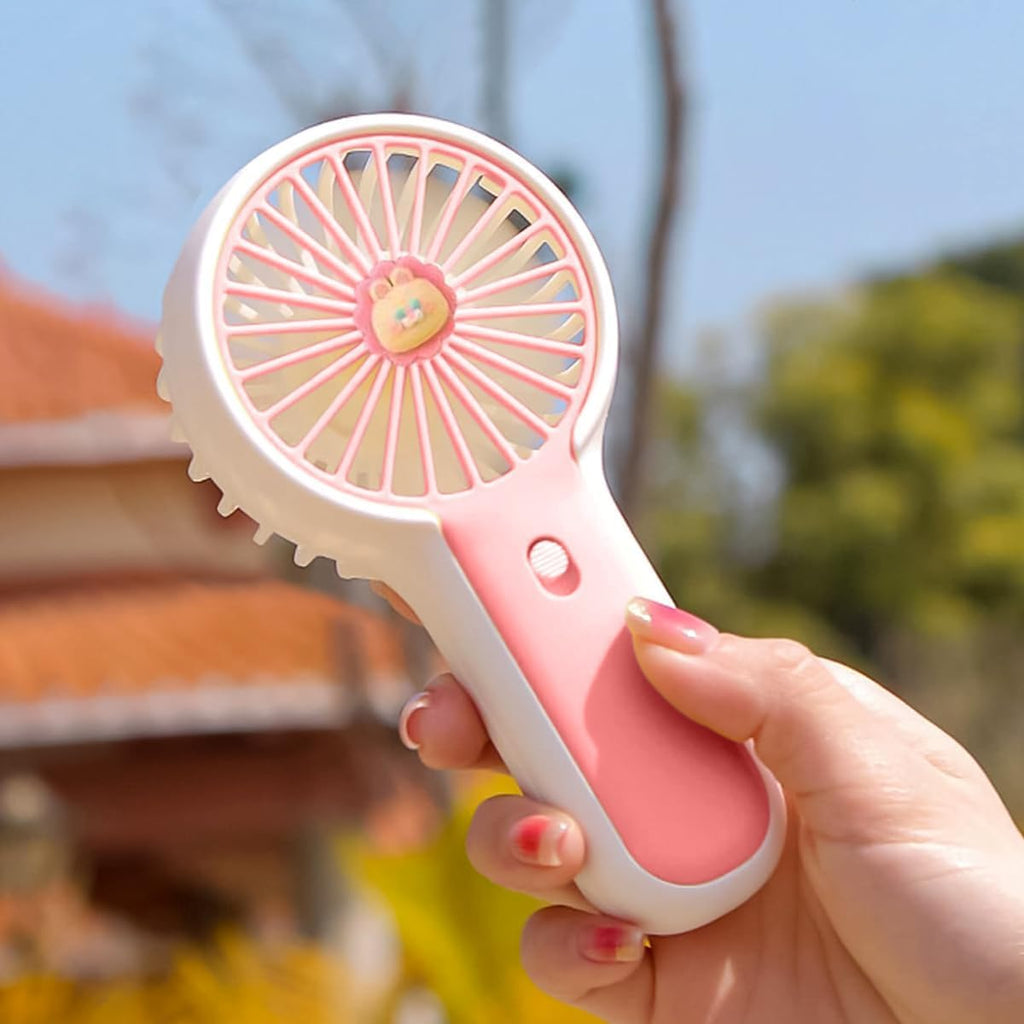 Mini Fan, USB Rechargeable Handheld and Desk Fan with Stand, 1.5W Single-Speed Portable Personal Cooling for Home, Office, Study and Travel, DD-5627 (Pink) - image 7