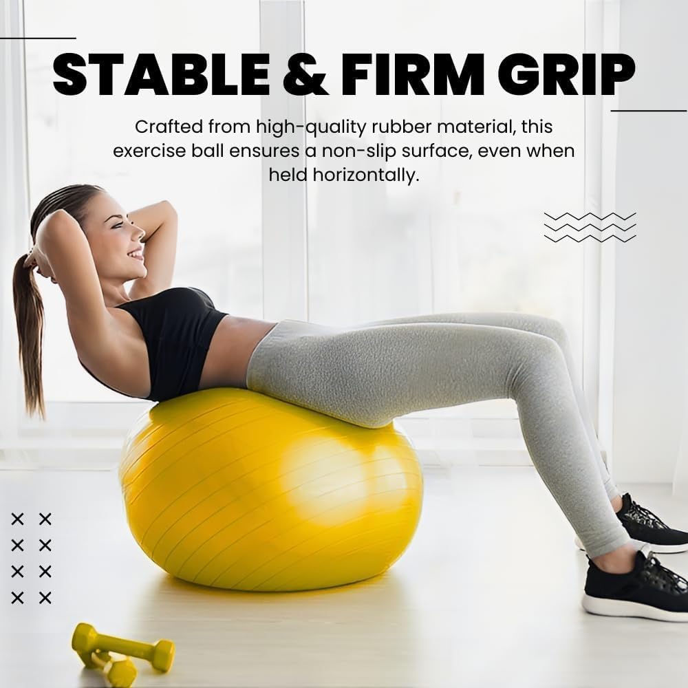 Exercise Ball Yoga Ball Gym Ball – Pilates Swiss Stability Anti-Burst Birthing Ball With Pump For Home Workout & Office Chair, 65 Cm - image 2