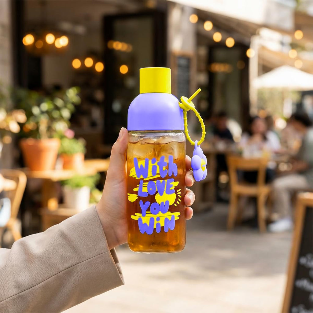 Glass Water Bottle 450ml with Tea Infuser, Leakproof BPA-Free Reusable Drink Bottle with Easy-Grip Lid for Tea, Juice, Milk, Travel and Daily Use, Green, GG-2538 - image 7