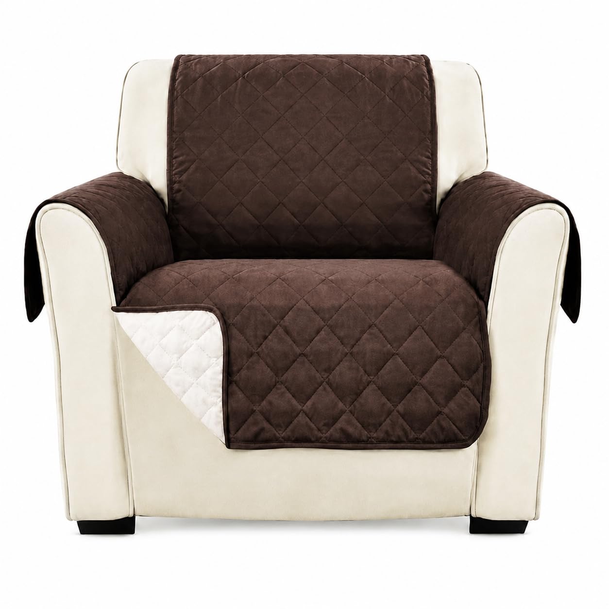 Recliner Chair Cover, Non-Slip Machine-Washable Polyester Seat Protector for Dogs, Cats and Daily Home Use, Sofa and Armchair Furniture Cover, SB-280, Brown - image 1