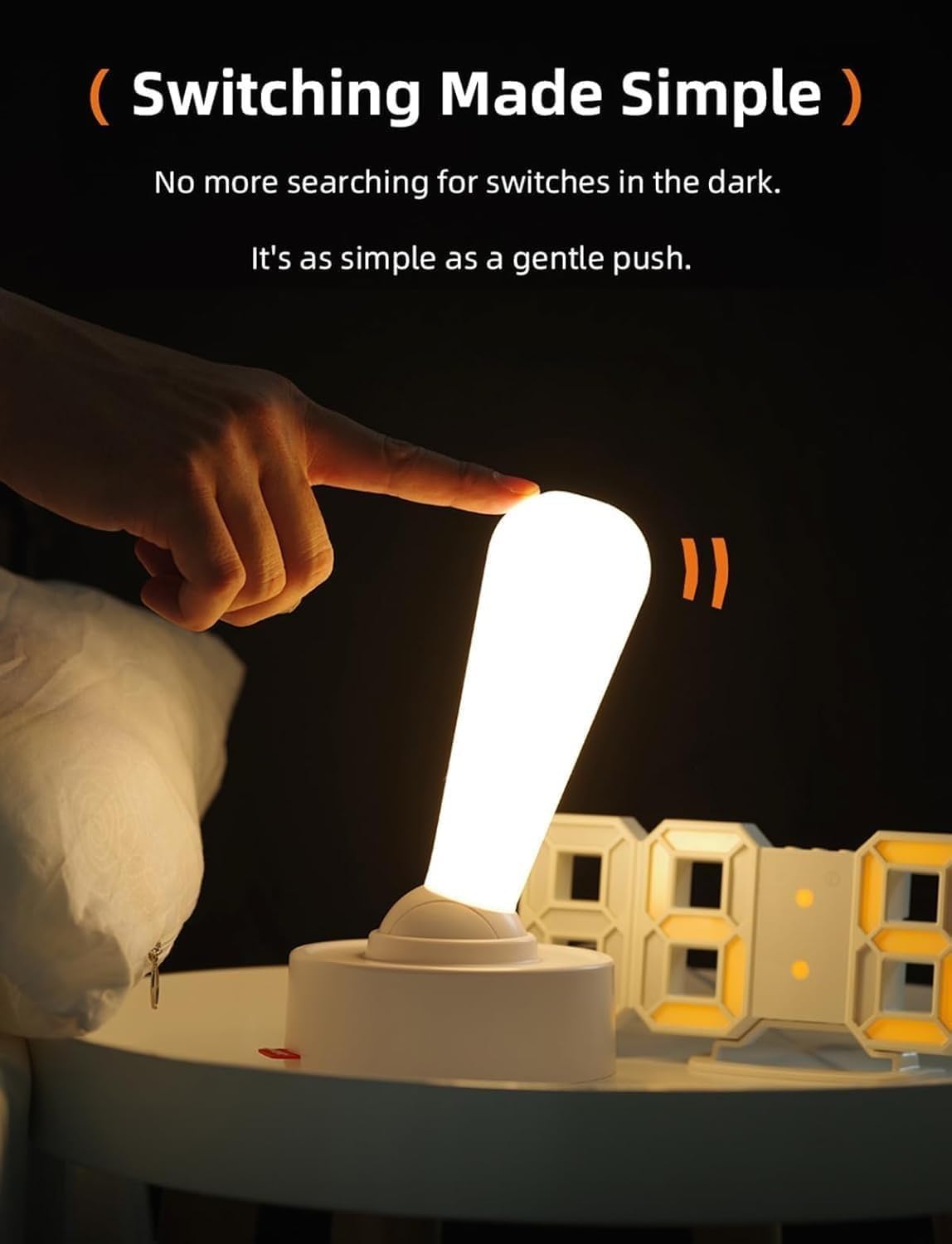 Night Light, Rechargeable LED Table Lamp with 2 Brightness Levels, Portable Bedside Ambient Light for Bedroom, Nightstand, Camping and Daily Use, White - image 5