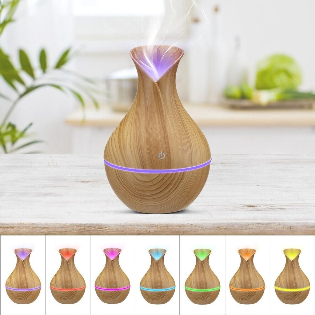 Ultrasonic Aroma Humidifier - Portable USB Essential Oil Diffuser with LED Night Light, Super Quiet, 200ml Capacity for Home, Office, and Nursery - Stylish Mini Humidifier 3W (Light Brown) - image 6