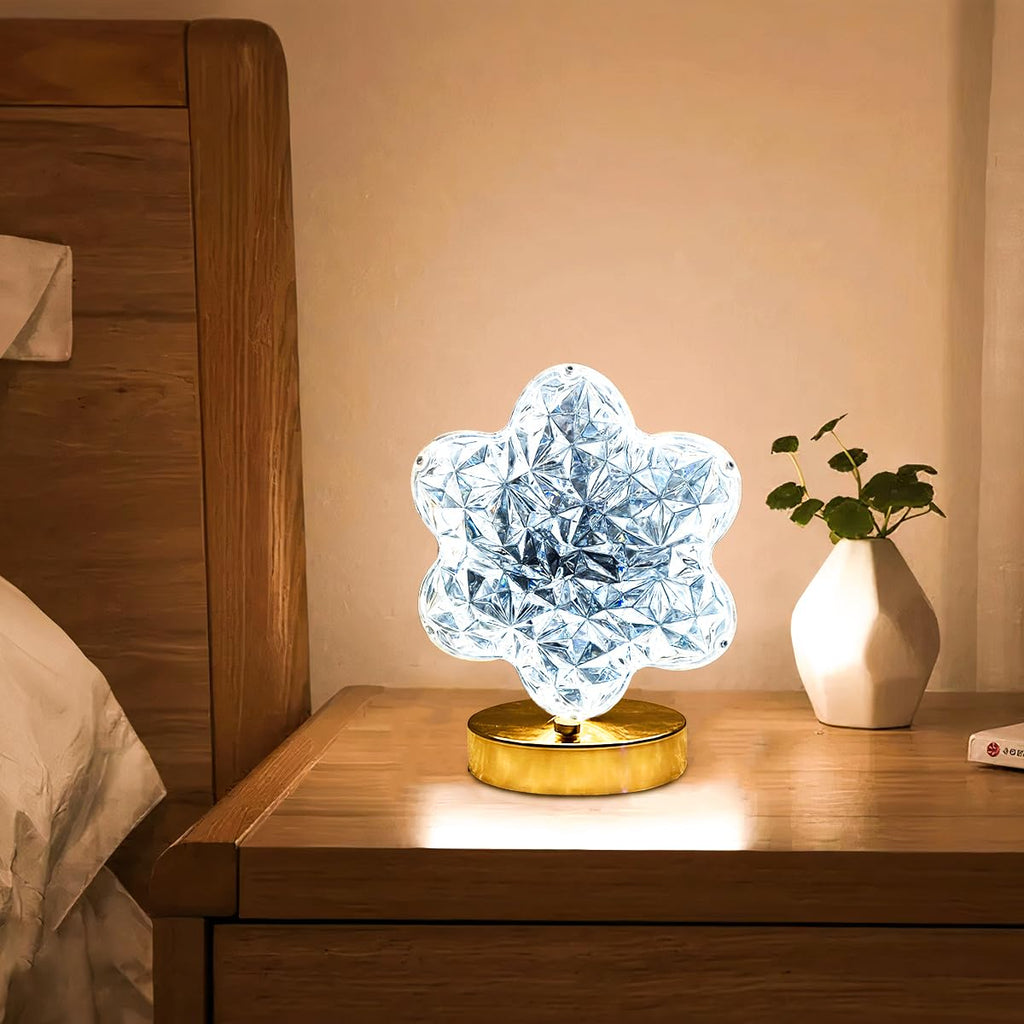 LED Table Lamp, Acrylic Crystal Desk Lamp with 3 Lighting Modes and Touch Dimming, Gold Decorative Bedside Night Light for Bedroom, Living Room and Office - image 7
