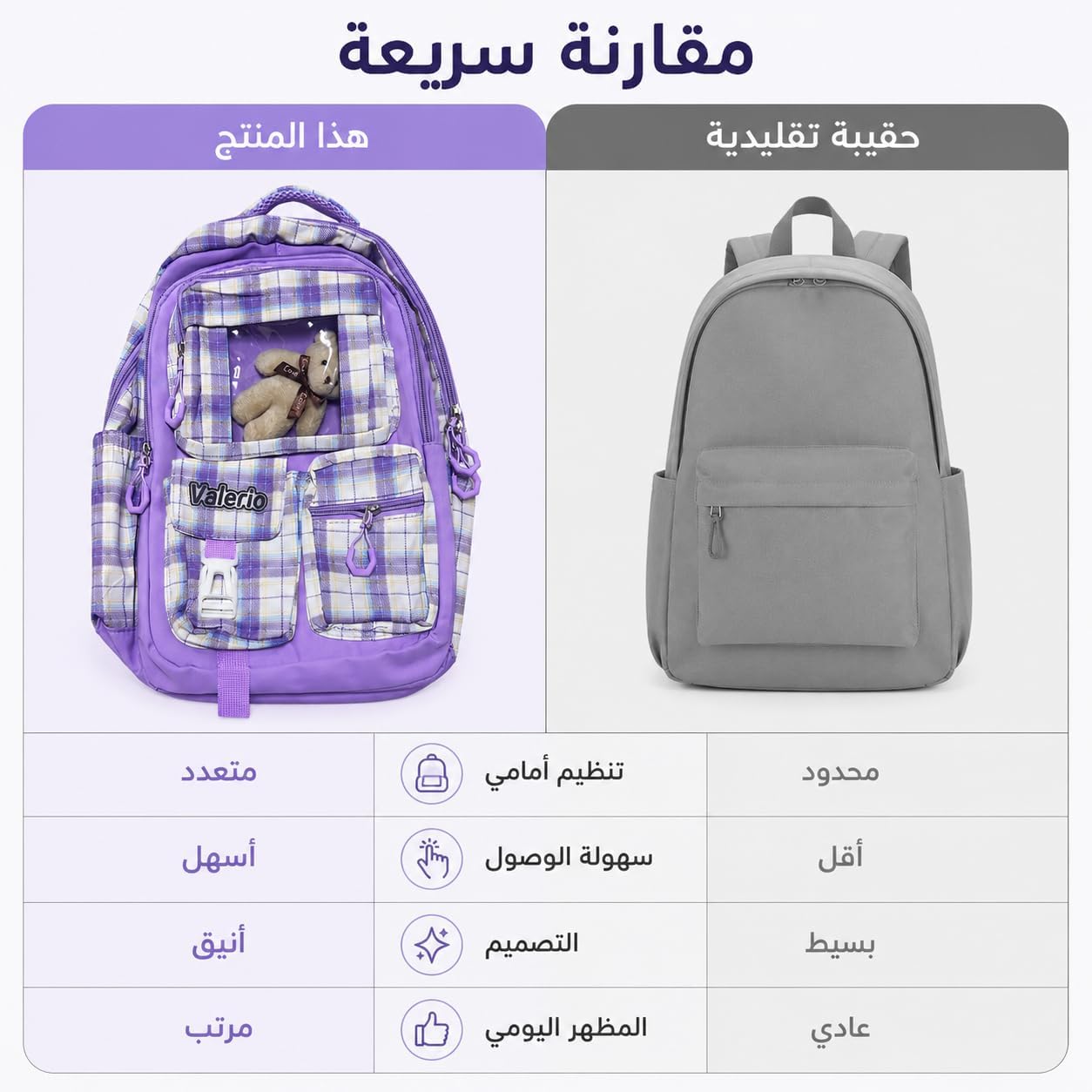 School Backpack for Nursery and Daily Use, Multi-Pocket Student Bookbag for Day Trips, Activities and Everyday Essentials, Plaid - image 4