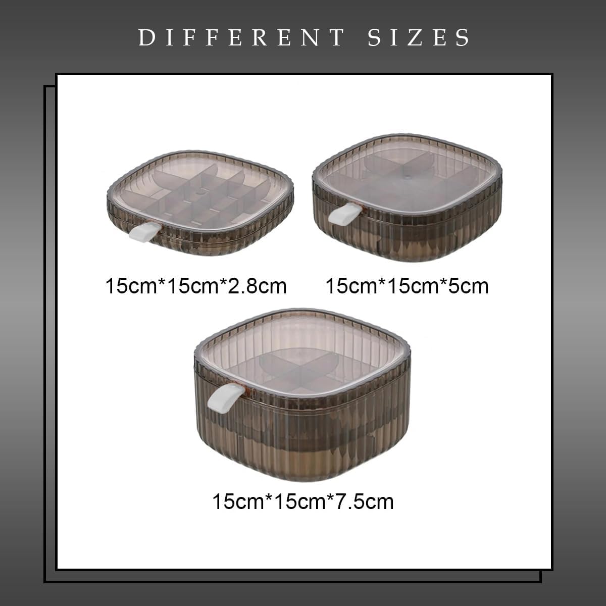 Jewelry Organizer Box, 3-Layer Stackable Velvet-Lined Storage Case with Drawers for Earrings, Rings, Necklaces, Bracelets and Accessories, Tabletop, Grey - image 3
