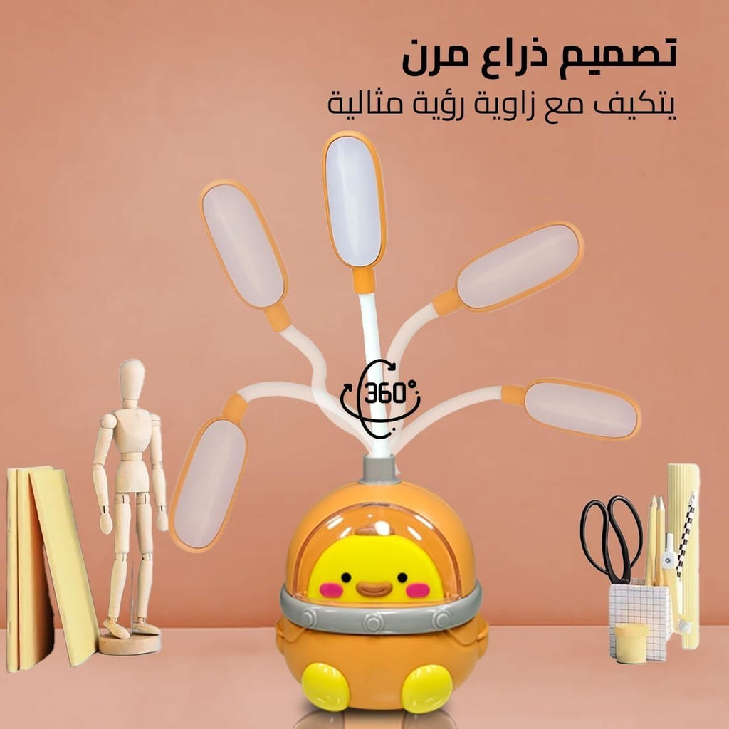 Desk Lamp LED for Study, Foldable Cartoon Table Light with 2 Brightness Levels, Adjustable Head and Power Switch for Reading, Bedroom, Home Office and Bedside, NO-CS326, Orange - image 4