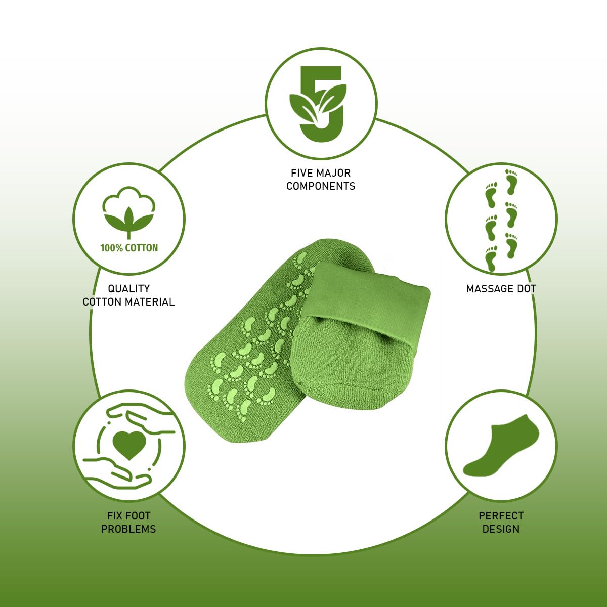 Moisturizing Gel Socks for Dry Cracked Heels, Silicone Spa Heel Socks with Jojoba Oil Olive Oil Vitamin E, Foot Care Pedicure Socks for Women and Men, Reusable Soft Feet Treatment, hanso (Green) - image 2