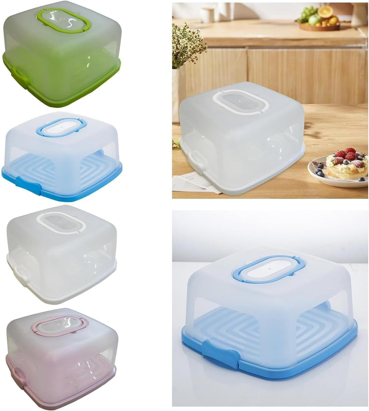 Cake Carrier Box with Lid and Handle, Reusable Square Cake Storage Container for Cakes Cupcakes and Pastries, Parties Picnics Birthdays and Events (Green) - image 5