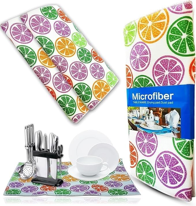 Microfiber Cleaning Cloth 50 x 40cm, Super Absorbent Quick-Dry Reusable Kitchen Towel for Dishes, Glass, Counters, Bathroom and Home Surfaces, Machine Washable, Lemon - image 1