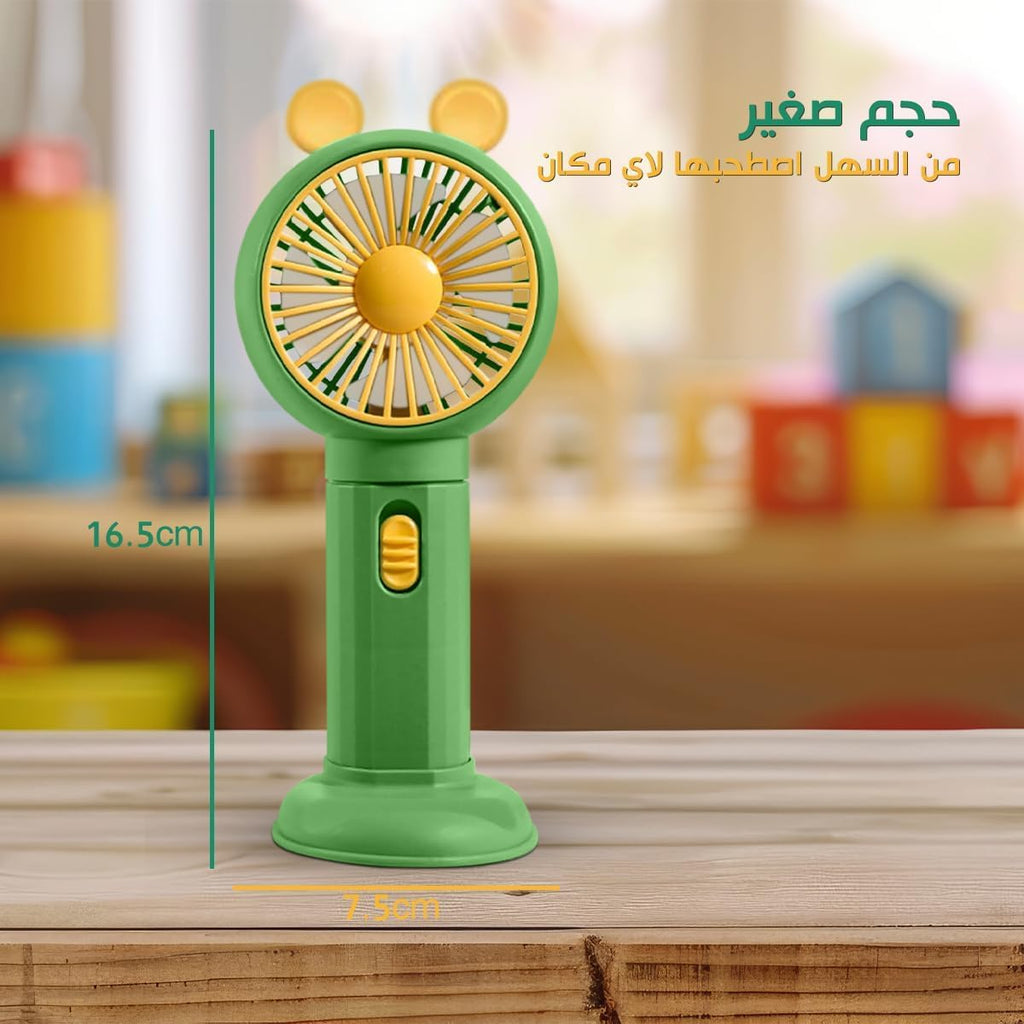 Mini Rechargeable Hand Fan with Phone Holder, 0.6W Single-Speed USB Personal Desk Fan for Office, Home, Study, Travel and Outdoor Use, HK59-1B (Green) - image 5