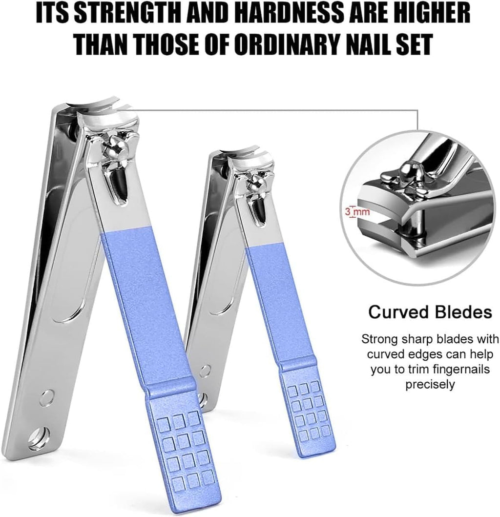 Manicure and Pedicure Set 16 Pcs, Stainless Steel Nail Clippers and Grooming Tools for Fingernails, Toenails and Eyebrows, Compact Nail Care Kit for Men and Women, Blue - image 3