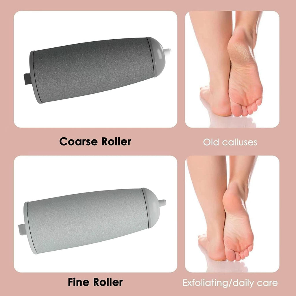 Electric Foot File, Callus Remover for Feet with 2 Roller Heads, 2 Speeds, LED Light, Waterproof Pedicure Tool for Dry Rough Heels and Hard Skin, Pink - image 3