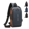 Crossbody Sling Bag for Men and Women, Chest and Shoulder Bag with Combination Lock, USB Access Port, Multiple Pockets and Water-Resistant Exterior (Grey & Brown) - image 1