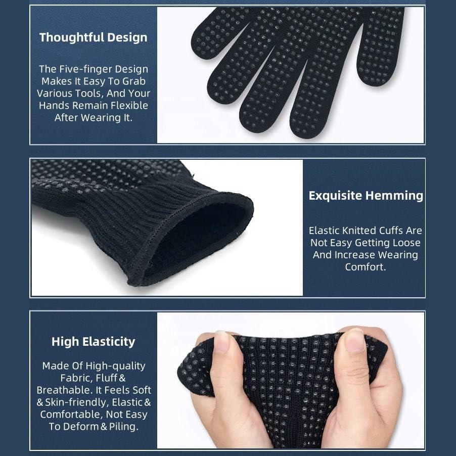 Heat Resistant Glove for Hair Styling, Non-Slip Silicone Grip Mitt for Curling Iron, Hair Straightener and Curling Wand, Breathable Reusable One-Size Hand Protector - image 3