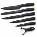 Kitchen Knife Set 6 Piece, Marble-Coated Non-Stick Cooking Knives with Chef, Bread, Slicing, Utility and Paring Knives for Food Preparation, H-736 - image 1