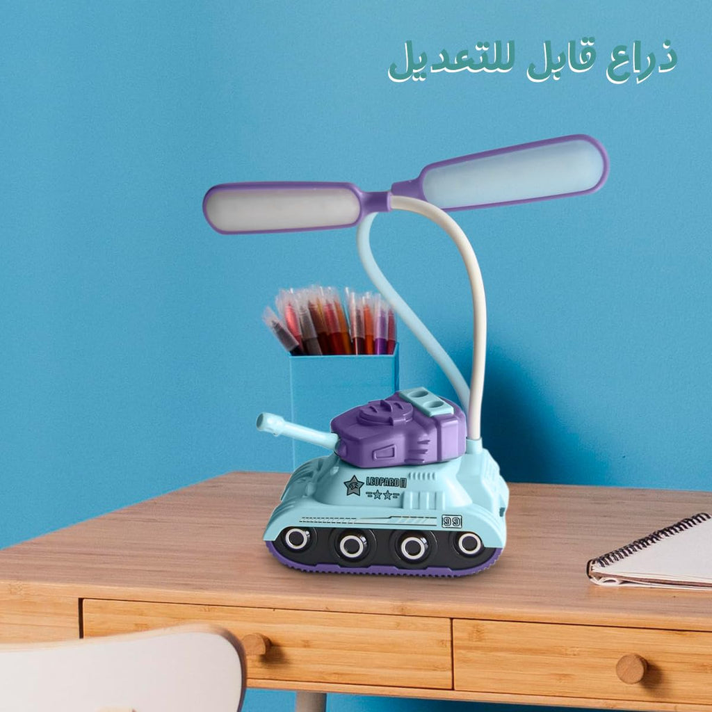LED Desk Lamp with Phone Holder, USB-Powered Study and Reading Table Light with Night Light and Wide-Area Illumination for Home, Office and Bedroom, YC-9900A/B/C (Cyan) - image 4