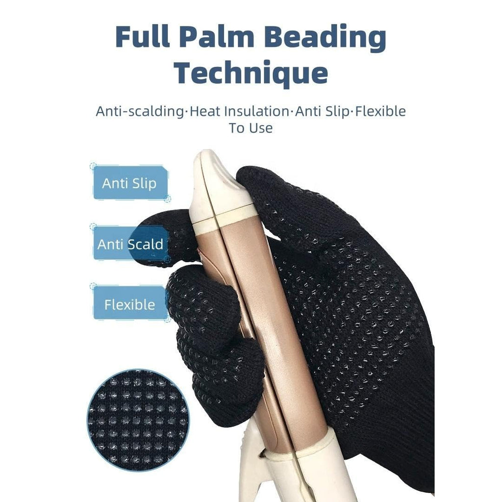 Heat Resistant Glove for Hair Styling, Non-Slip Silicone Grip Mitt for Curling Iron, Hair Straightener and Curling Wand, Breathable Reusable One-Size Hand Protector - image 4