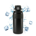 Water Bottle 600ml, Vacuum Insulated Stainless Steel Flask with Straw Lid, Carry Handle and Leakproof Double Wall Design for Hot and Cold Drinks, Gym, Travel and Office, F-1542, Black - image 1