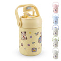 Cup with Straw Lid 400ml - Stainless Steel Drinking Insulated Water Bottle with Carry Handle, Leak-Proof for Hot & Cold Drinks, Portable for School, Travel & Home Use, F-1540 (Yellow) - image 1