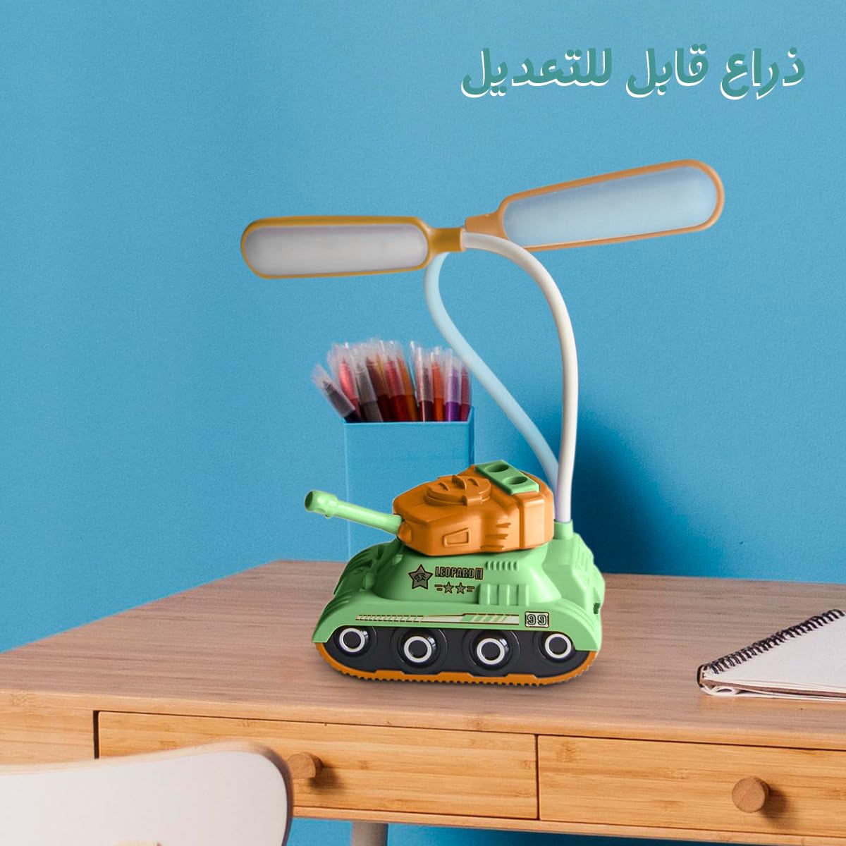 LED Desk Lamp with Phone Holder, USB Powered Study and Reading Light for Home Office, Bedroom and Student Desk, Compact Table Lamp, YC-9900A/B/C (Green) - image 4