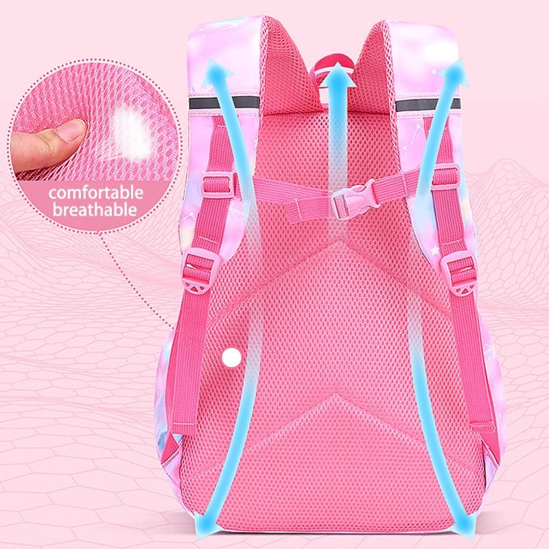 School Backpack, Cute Large Capacity Wear-Resistant Breathable Nylon Bag, Lightweight for Kids Teens Boys and Girls (Blue) - image 3