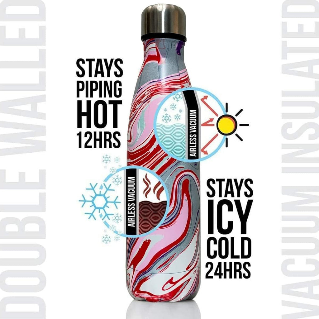 Water Bottle 500ml Stainless Steel Vacuum Insulated Double Wall, Leak-Proof for Hot Cold Drinks, BPA-Free Motivational Bottle for Gym Travel Office Outdoor (Multicolor) - image 3