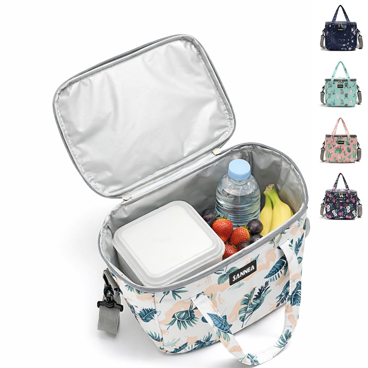 Lunch Bag 7 L, Insulated Thermal Cooler Tote, Waterproof Leakproof Reusable Food Storage for Hot and Cold Meals, Work, School, Picnic and Travel, BB-547 (Tropical Leaves) - image 1