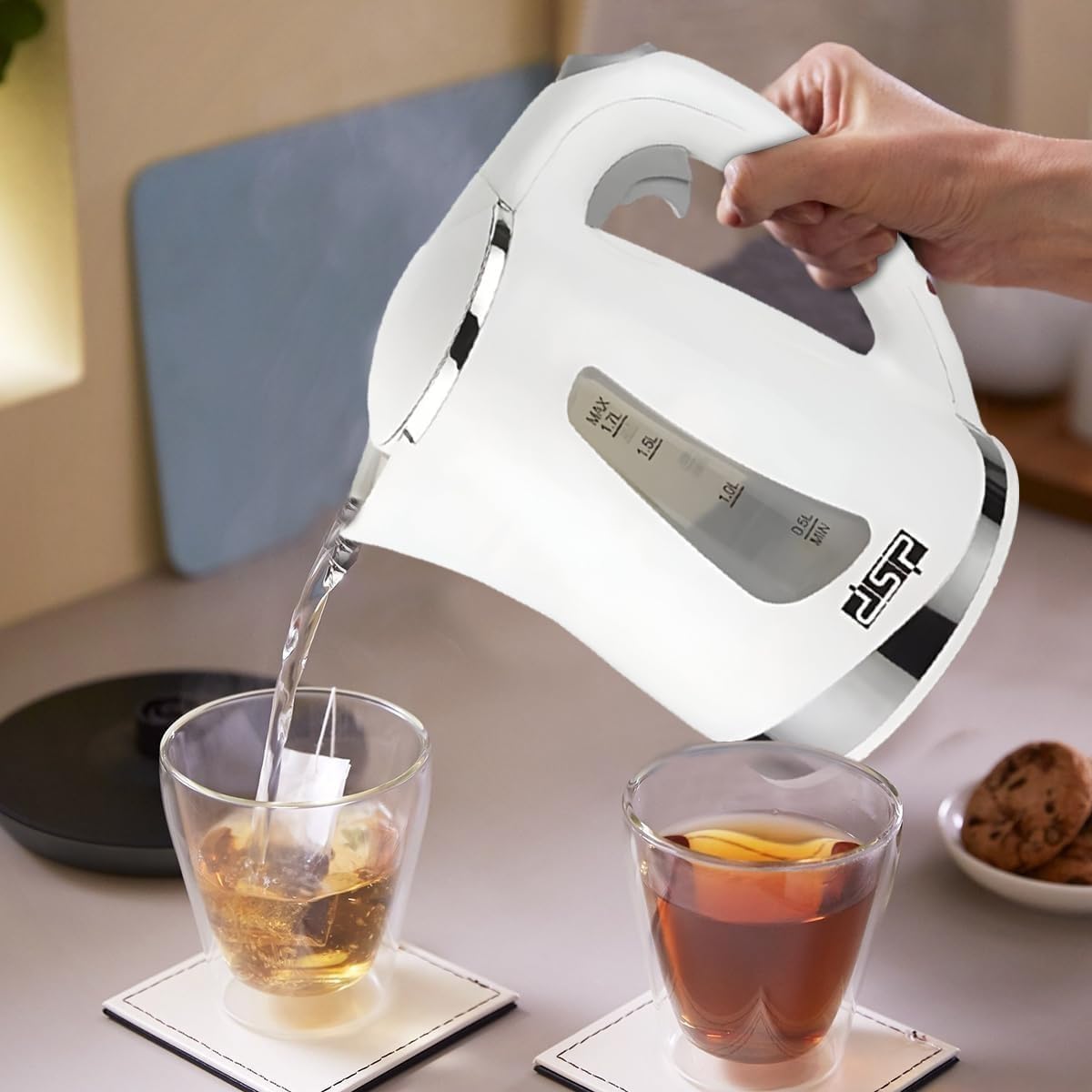 Electric Kettle 1.7L 2200W, Stainless Steel Fast Boil Water Boiler with Auto Shut-Off, Boil-Dry Protection, LED Indicator, Safety Lock Lid and 360° Cordless Base, KK1110 - image 6