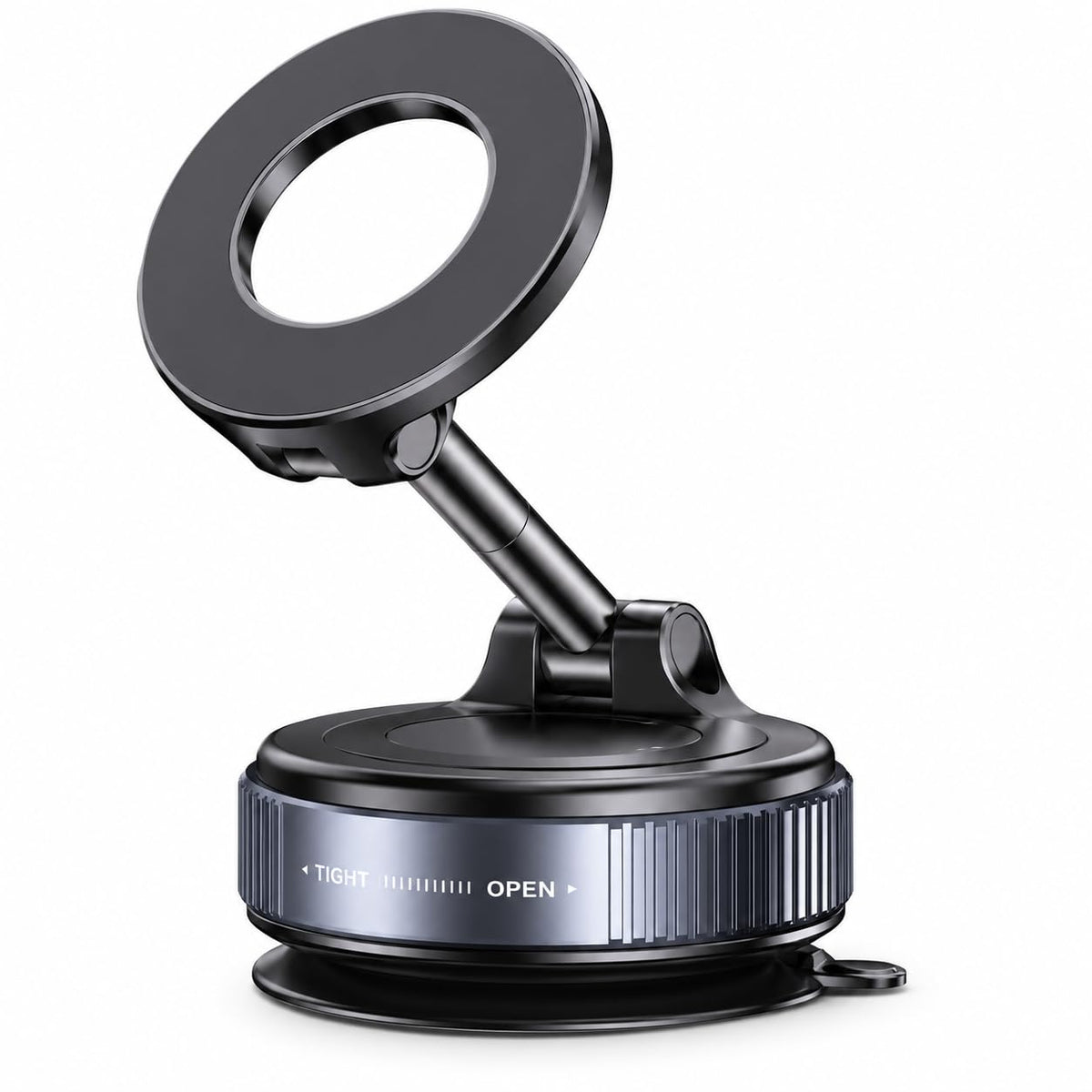 Car Phone Holder, Magnetic Vacuum Suction Mount with 360° Rotation and Foldable Arm for Dashboard, Windshield, Desk and Smooth Surfaces, Black, K007 - image 1