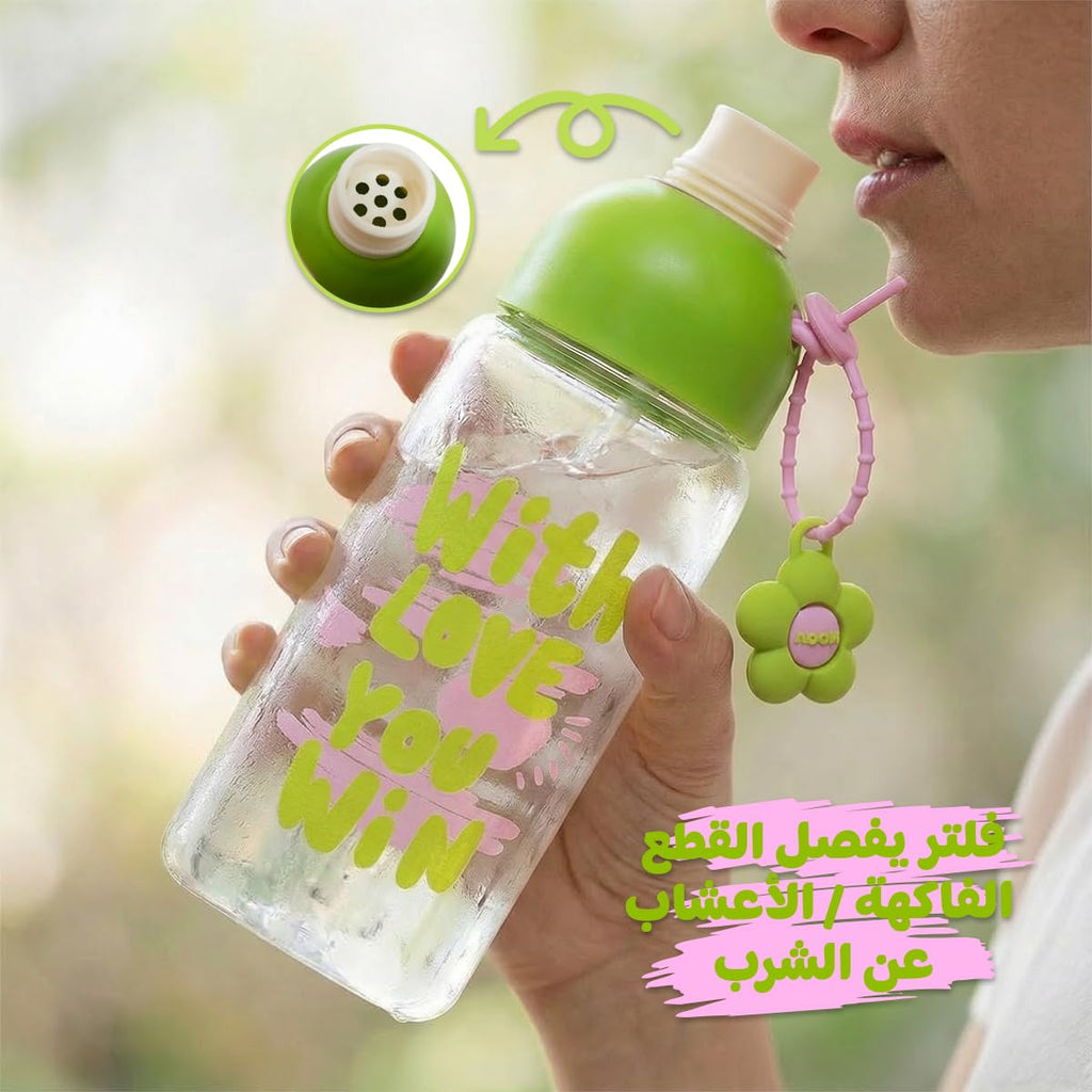 Glass Water Bottle 450ml with Tea Infuser, Leakproof BPA-Free Herbal Drink Cup with Strainer, Portable Reusable Bottle for Office, Travel and Daily Use, GG-2538, Green - image 4