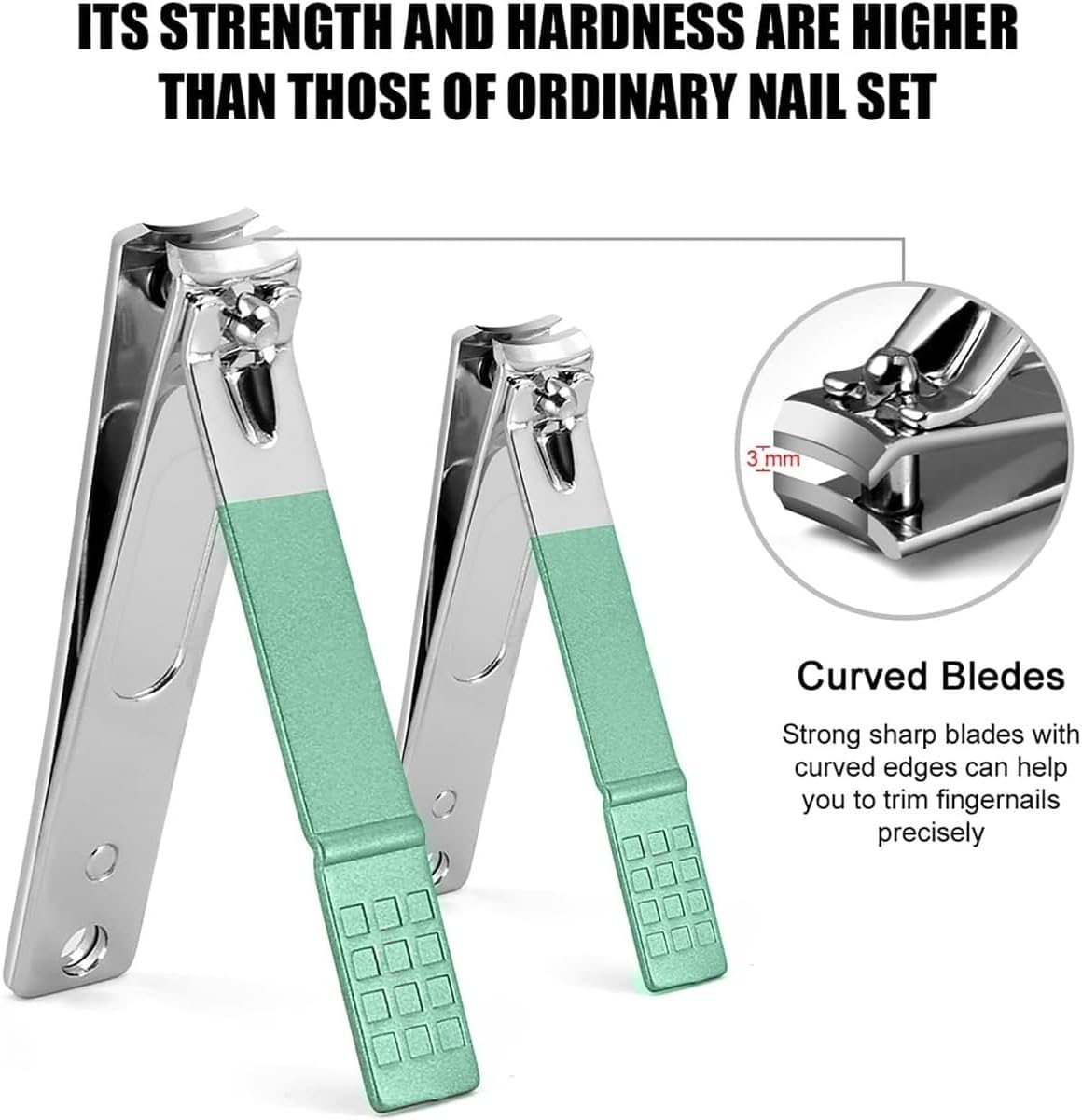 Manicure Set 16 Pieces, Stainless Steel Nail Clippers and Pedicure Tools with Portable Storage Case for Fingernails, Toenails, Cuticles and Brows, Men and Women, Green - image 3