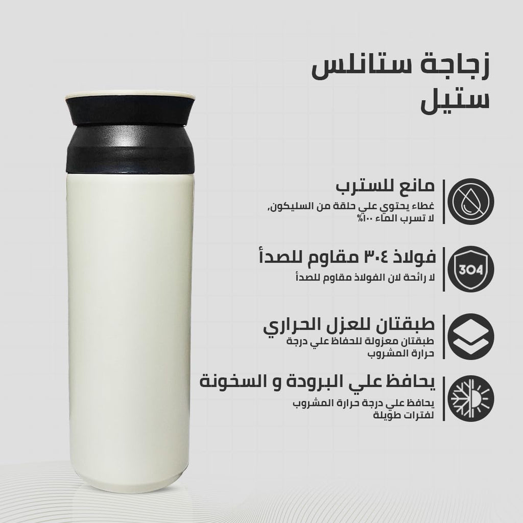 Water Bottle 500ml, Vacuum Insulated SUS304 Stainless Steel Flask with Leak-Proof BPA-Free Lid, Double-Wall Wide-Mouth Sports Bottle for Hot and Cold Drinks, Gym, Office and Travel - image 2