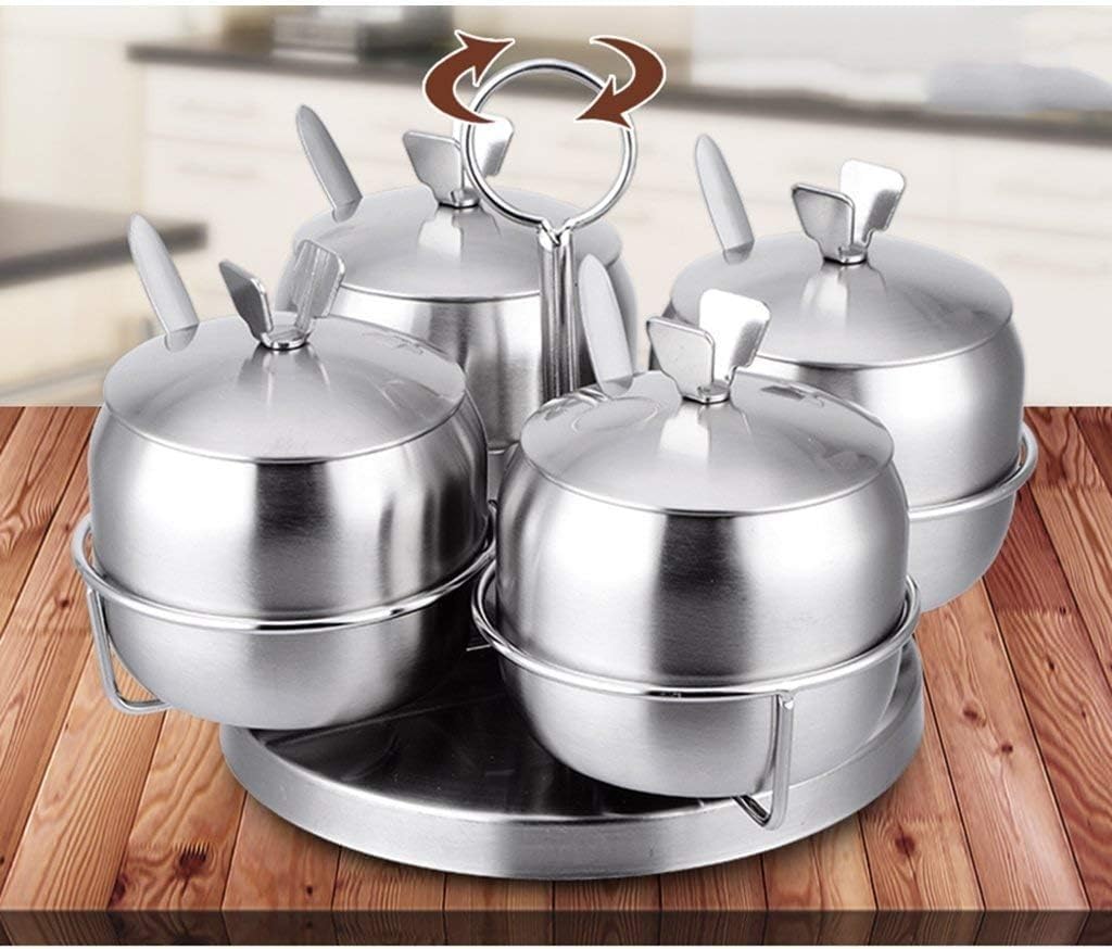 Spice Jar Set Stainless Steel With Holder 3 Piece Sugar Salt Pepper Tea Containers With Spoons Kitchen Counter Organizer Durable Rust Resistant - image 4