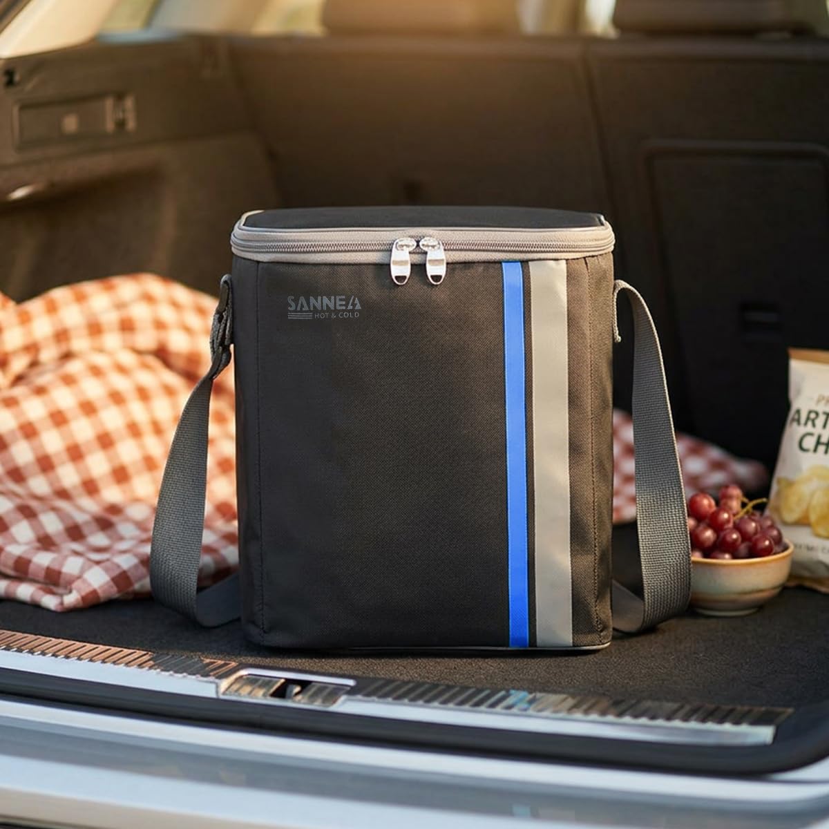 Insulated Lunch Bag 16L Thermal Cooler Bag for Food, Waterproof Leakproof Lunch Box Carrier for Work School Travel Picnic, BB-570 (Black/Blue) - image 5