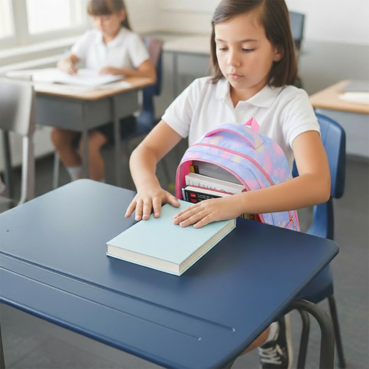 School Backpack for Girls, Lightweight Large Capacity Kids Bag, Stylish Daypack for Travel and Picnic, Back to School (Blue) - image 7
