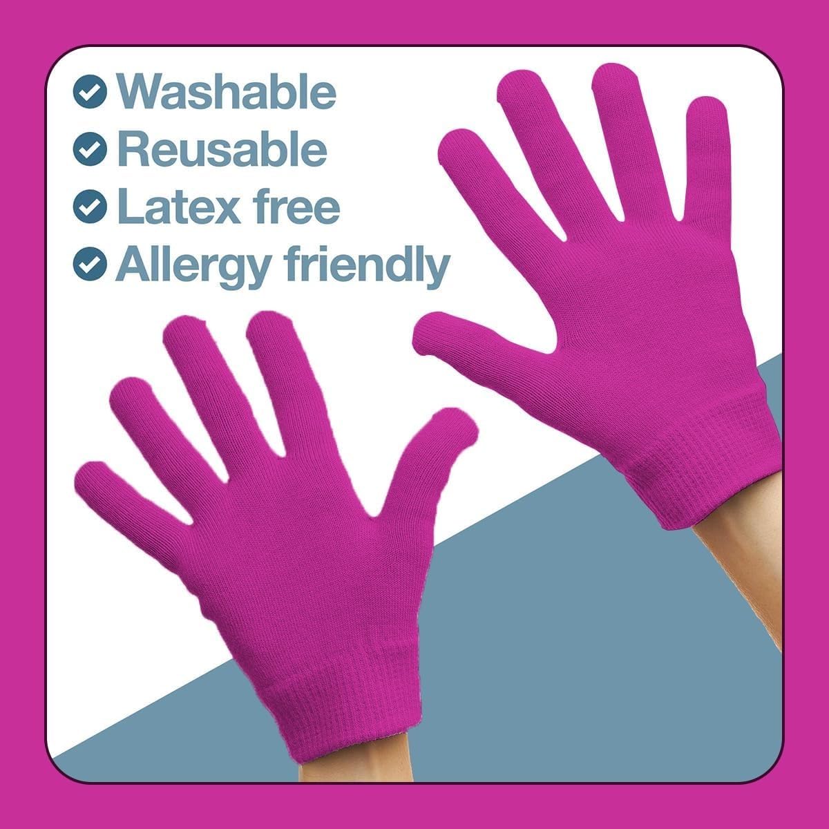 Moisturizing Gloves Spa Gel Hand Mask with Jojoba Oil Olive Oil and Vitamin E, Reusable Hand Care Gloves for Dry Rough-Feeling Hands, One Size (Pink) - image 4